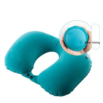 China High Quality Auto Neck Support Inflatable Pillow Car Sleep Adjustable Travel Auto-Inflating Portable U-Shaped Headrest For Car for sale