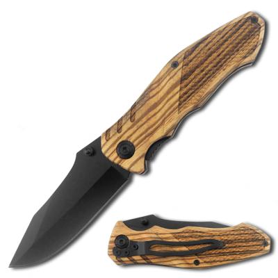 China High Quality Hot Sale Open Slide Knife Essential Folding Pocket Knife With Zebra Wood Handle for sale