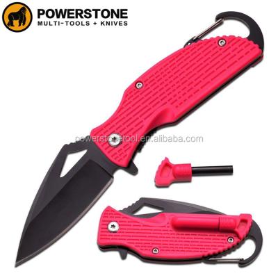 China Multifunctional Pocket Knife Camping Rescue Survival Folding Pocket Knife With Fire Starter for sale