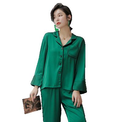 China QUICK DRY Custom Wear Satin Sleep Wear Silk Pajama Set OEM/ODM Pajamas Set Women Silk Pajamas With Long Sleeves Pants Women's Sleepwear for sale