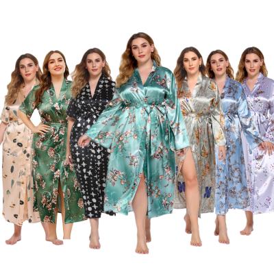 China QUICK DRY pajamas woman OEM/ODM plus size satin pajamas loungewear ladies silk night wear pajamas women customized bathrobe sleepwear for sale