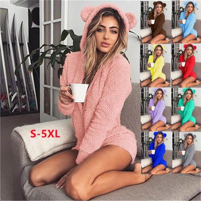 China Winter pajamas pijamas de invierno OEM/ODM Wholesale Homewear Clothing Plush Nightgown Thermal Custom Women Onesie Pajamas for sale