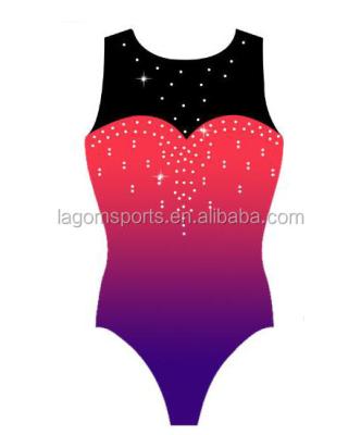 China Comfy Sublimated Patterned Lycra Shade Sleeveless Girls Gymnastic Wear for sale