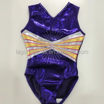 China Mystic Gymnastics Dancer Tights Breathable Purple Sleeveless To Train For Competition for sale