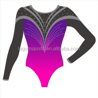 China Mystical Leotard Ombre Girls Long Sleeved Gymnastic Leotard for sale