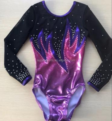 China Mystical Competition Breathable Shade Girls Long Sleeved Gymnastics Leotards for sale