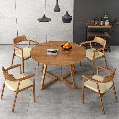 China High quality simple luxury nordic design round room furniture dining room table and chair wood set for sale