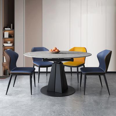 China Marble extendable modern round dining table furniture room extendable dining table and 4 chairs for sale for sale