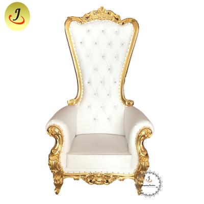 China Fashion modern design high back hotel chair JC-K06 style red color wedding king chair golden throne chair for sale