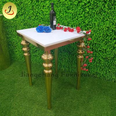 China Luxury Basic White Wedding Stainless Steel Wedding MDF Gold Cake Table for sale