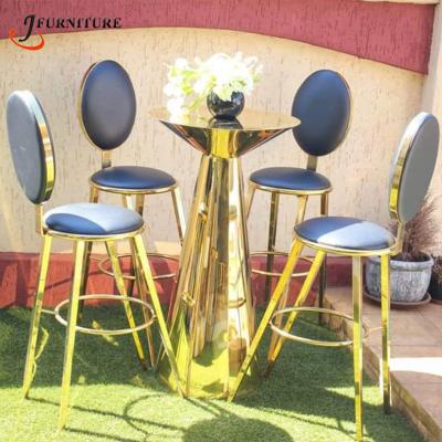 China Wedding high quality wholesale gold stainless steel bar cocktail table for sale