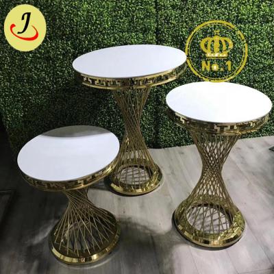 China Modern High Round Mirror Gold Stainless Steel Cocktail Bar Table for sale