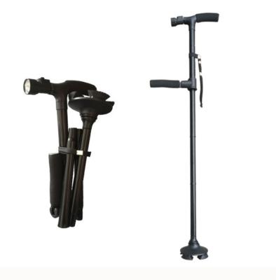 China Lightweight And Durable Folding Expander Crutches Walking Stick Outdoor Climbing Cane For The Elderly With Two Handles for sale