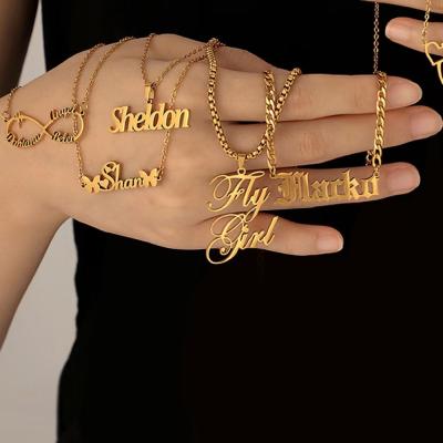 China FASHIONABLE Custom Name 18K Gold Jewelry Chain Necklace Customized Stainless Steel Letter Necklace for sale