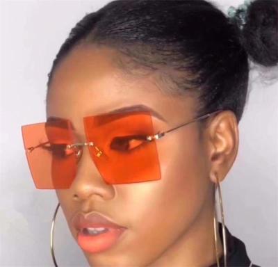 China Fashion Sunglasses Fit Oversized Custom Printed Sunglasses Streetwear Rimless Custom UV400 Sunglasses Wholesale Logo for sale