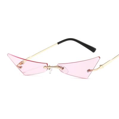 China Fashion Sunglasses Part Shading Cat Eye Irregular Shape Color Sun Glasses for Women and Men Metal Frame Glasses for sale