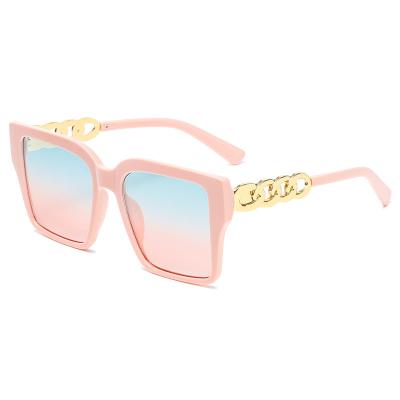 China New fashion sunglasses European-American style sunglasses with large square frames with chain legs in 2021 for sale