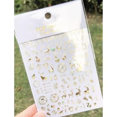 China Fashionable Me180-197 laser gold 3D Snowflake  Nail Art Stickers Christmas Decals Decorations for sale