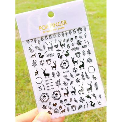 China Fashionable Me180-197 black 3D  Snowflake Design Nail Art Stickers Christmas Decals Decorations for sale