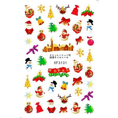 China Fashionable XF3131-XF3140 3D Christmas Nail Stickers Xmas Nail Art Decorations Decals Cartoon Fish Nail Wraps for sale