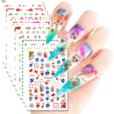 China Fashionable XF3454-XF3465 3D Christmas Nail Stickers Xmas Nail Art Decorations Decals Cartoon Fish Nail Wraps for sale