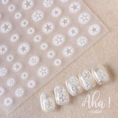 China Fashionable Aha048-057 Ins  Sub-transparent White Star Moon Cloud Nail Decals  Heart Butterfly Nail Art Stickers Sakura Flower  Decorations for sale