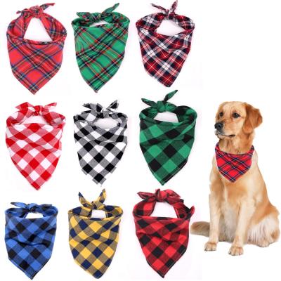 China Viable Classic Plaid Printed Cotton Dog Bandana Pet Triangle Bandana Dog Scarf Soft Dog Accessories for sale