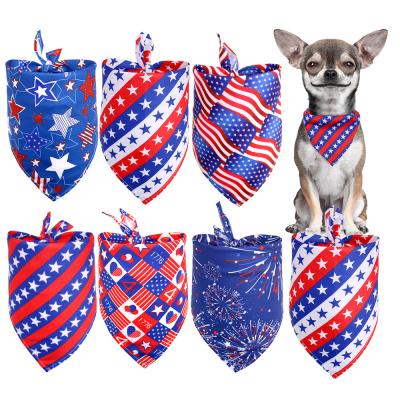 China Washable American Bow Tie Cat Dog Accessories Dog Scarf Independence Day Pattern Dog Scarf Viable Polyester Bandana for sale