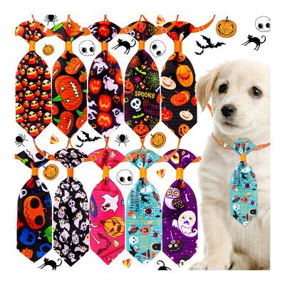 China Wholesale Viable Halloween Accessories For Dogs And Cats Adjustable Pet Ties Pumpkin Printed Dog Ties Collar Pet Accessories for sale