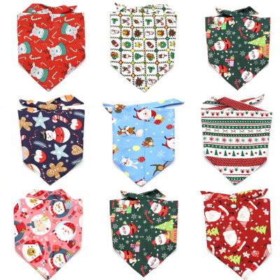 China Viable Wholesale Christmas Pet Accessories Printed Cotton Dog Bandana Pet Ties Triangle Bandana Pet Supplies for sale