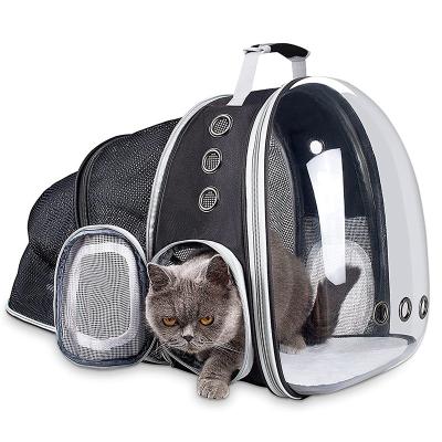 China New Design Carry Small Dog Cat Backward Expandable Pet Travel Bag Breathable Luxury Transparent Outdoor Portable Pet Backpack for sale