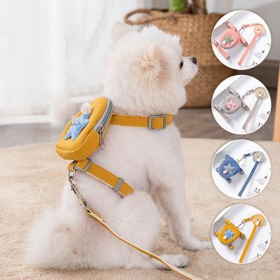 China Cute Viable Pet Harness Backpack For Small Pet Cat Dog With Adjustable Leash Backpack Dog Harness And Leash for sale