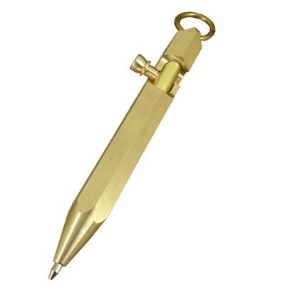 China Office & ACMECN Pen Point Tool Tactical Pen Short 90mm Mini Pocket Ball Pen Brass School Pen Gun Style Handmade Hex Defense Rescue for sale