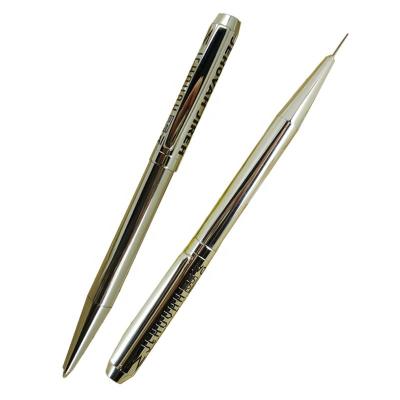 China Unisex Brass Silver Pen and School Pen ACMECN Pencil Set 0.9mm Lead Auto Pencil with Eraser Etching Twist Ball Pen and Mechanical Pencils for sale