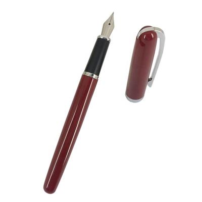 China ACMECN Metal Fountain Pen Unisex Fountain Pen with Spring Clip Coating Pen Stainless Steel Slim Smooth Red Writing Stationery for Business for sale