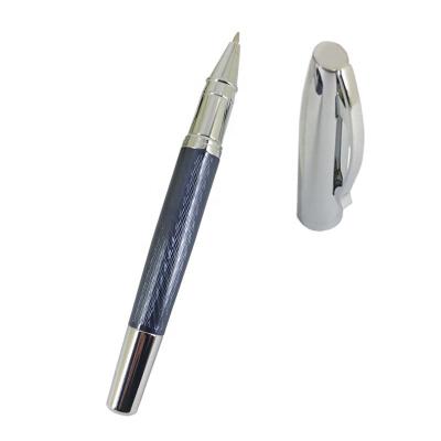 China ACMECN Normal Silver And Blue Engraved Roller Pen With Custom Design Pattern Heavy Liquid Metal Ink Pen With Oblique Design for sale