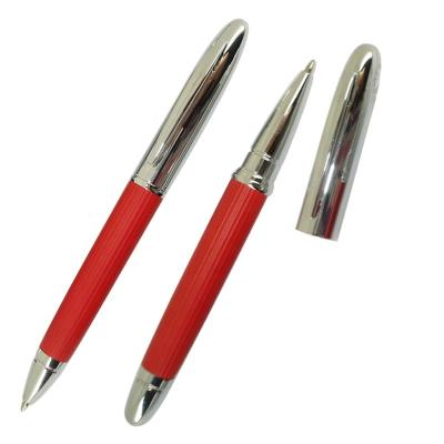 China Classic Ballpoint Pen Set Wire Design Twin Ballpoint Pen And Roller Pen Sets Office And School Supplier Writing Instrument Stationery for sale