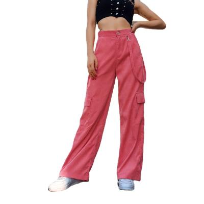 China Autumn style loose plus size pink ribbon corduroy loose plus size hip hop street pants women casual harajuku streetwear for sale