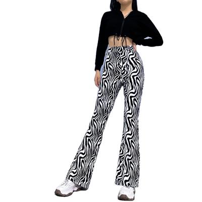 China Anti-static Pattern Animal Temperament High Waist Slimming Casual Pants Flare Pants Animal Print for sale