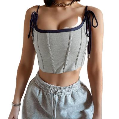 China 2021 New Viable Summer Color Matching Slim Fit Spaghetti Strap Chest Wrap Vest For Women Summer Tank Top for sale