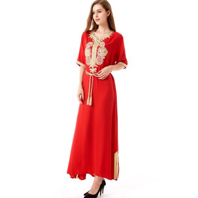 China Modest Muslimah Styling Middle East Muslim Women's Maxi Dress Saudi Arabia Short Sleeve Maxi Dress Designs Dubai Muslim Abaya Dress Middle East Latest Dubai Evening Dress for sale