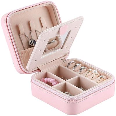 China Hot Selling Custom Jewelry Box Women OEM Handmade Factory Portable Leather Packaging Box for sale