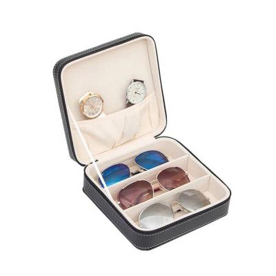 China Storage and Display Sunglasses Jewelry PU Leather Sunglasses Box Set Custom Logo Eyewear Display Box Glasses Case for sale