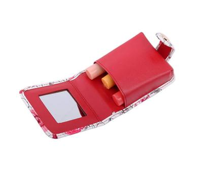 China Cool Custom Leather Lipstick Travel Case PU Leather Lipstick Case With Mirror for sale