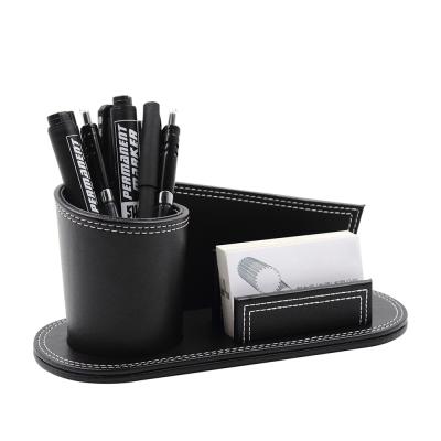 China High Grade OEM Factory Large Capacity Pen Holder Desk Storage Leather Office School Pencil Case Multi Use Desk for sale