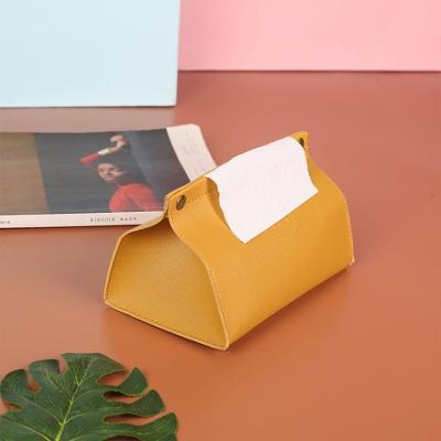 China Factory Custom Logo Soft Tissue Box Organizer Leather PU Leather Tissue Box Lid for Car Hotel Home for sale