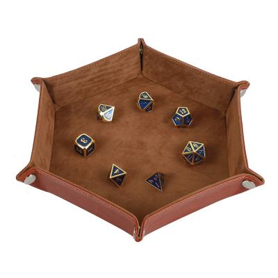 China Folding Leather Dice Tray Hot Selling Dice Holder PU Velvet Dice Tray for RPG, DND and other Table Games for sale