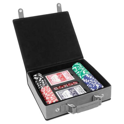 China Premium Texas Hold'em Leather Poker Chip Game Set With Cards Leather Case, Gift To Husband, Poker Player for sale