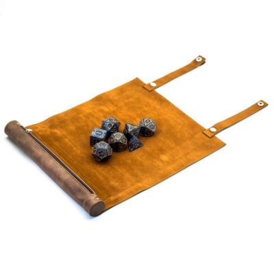 China Backgammon Board Game Set Brown Soft Leather Roll Up Bag Dice Mat Dice Set for Dungeons and Dragons D&D DnD for sale