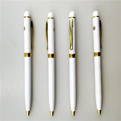 China Promotional Pen 2020 New Intercontinental White Meeting Pen Customize White And Gold Twist Metal Pen for sale